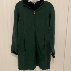 Ibex Small Merino Wool Zip Up Hoodie MossGreen